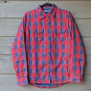 NWOT Mountain Khakis Women's Christi Fleece Lined ShirtJac Size Medium Blue Red